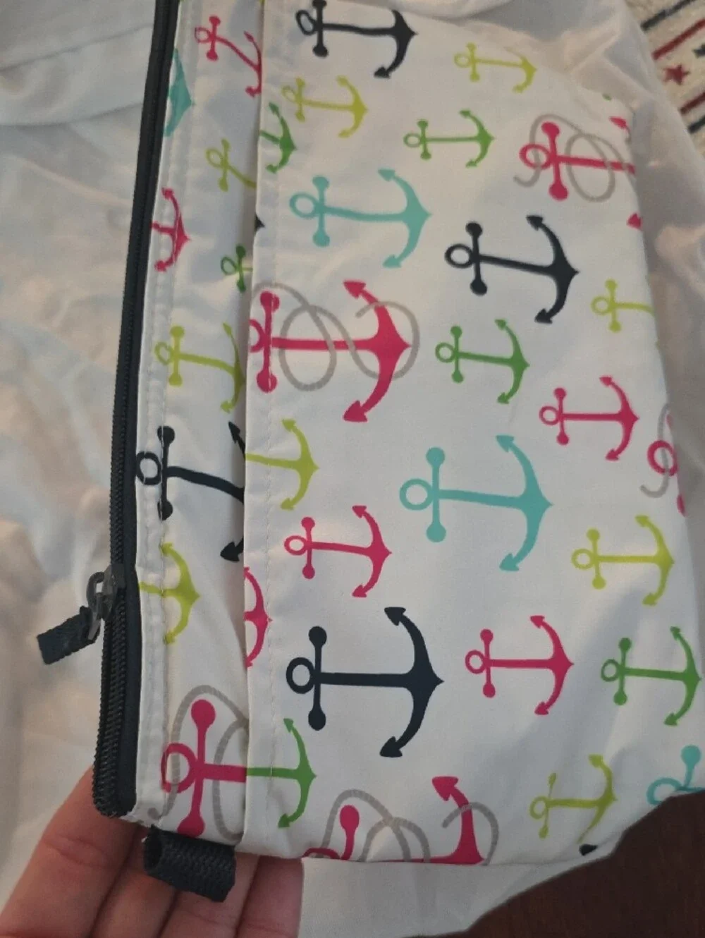 White Anchor-Print Cosmetic Pouch - Multicolor Anchors